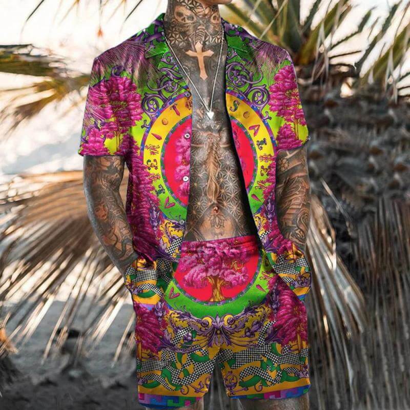 Men's Hawaiian Matching Set Summer Beach Two Piece Outfit 63819133L-DESTINY