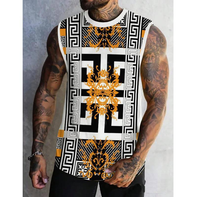 Men's Baroque Greek Printed Casual Tank 05202281L-DESTINY