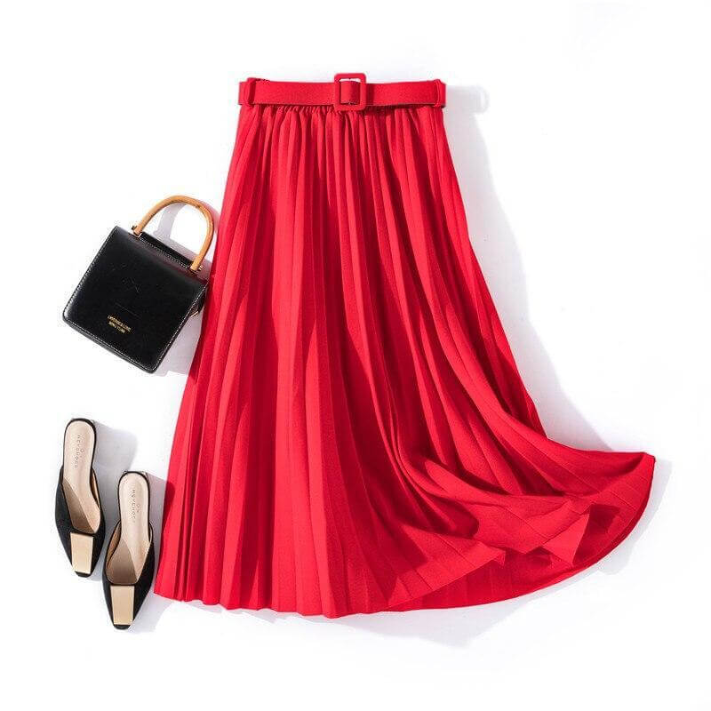 Pleated skirt with belt-DESTINY