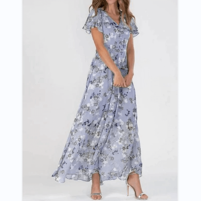 👗Short sleeve long dress with floral print-🔥-DESTINY