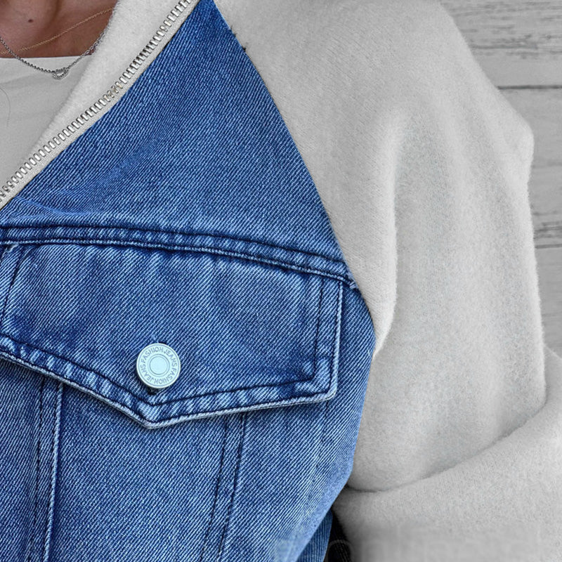 Zip-up denim jacket - Ideal for layering-DESTINY