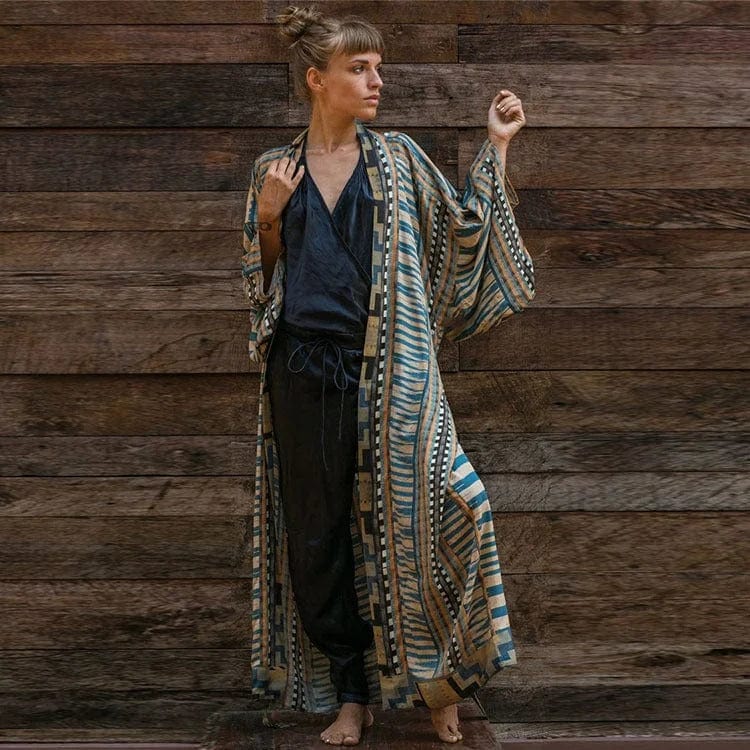 Beach kimono with Aztec pattern-DESTINY