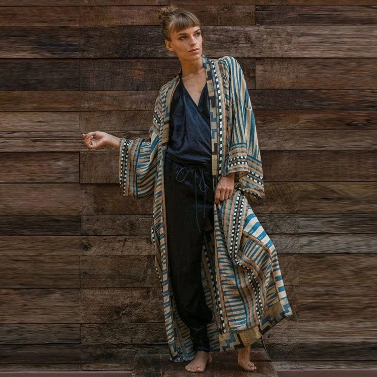 Beach kimono with Aztec pattern-DESTINY
