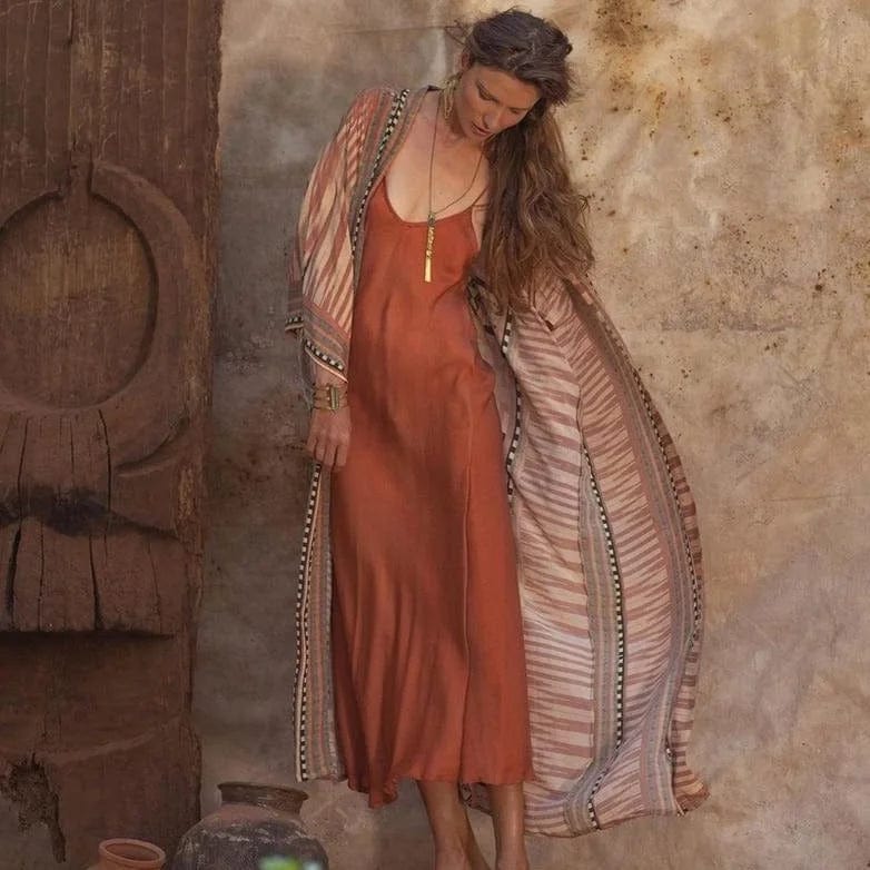 Beach kimono with Aztec pattern-DESTINY