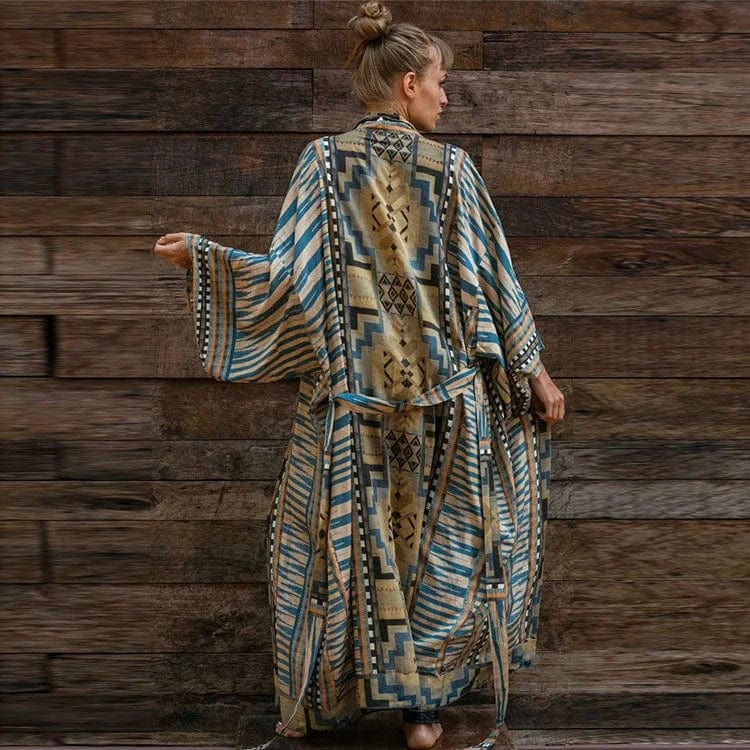 Beach kimono with Aztec pattern-DESTINY