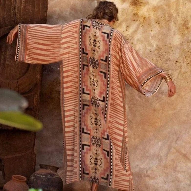 Beach kimono with Aztec pattern-DESTINY