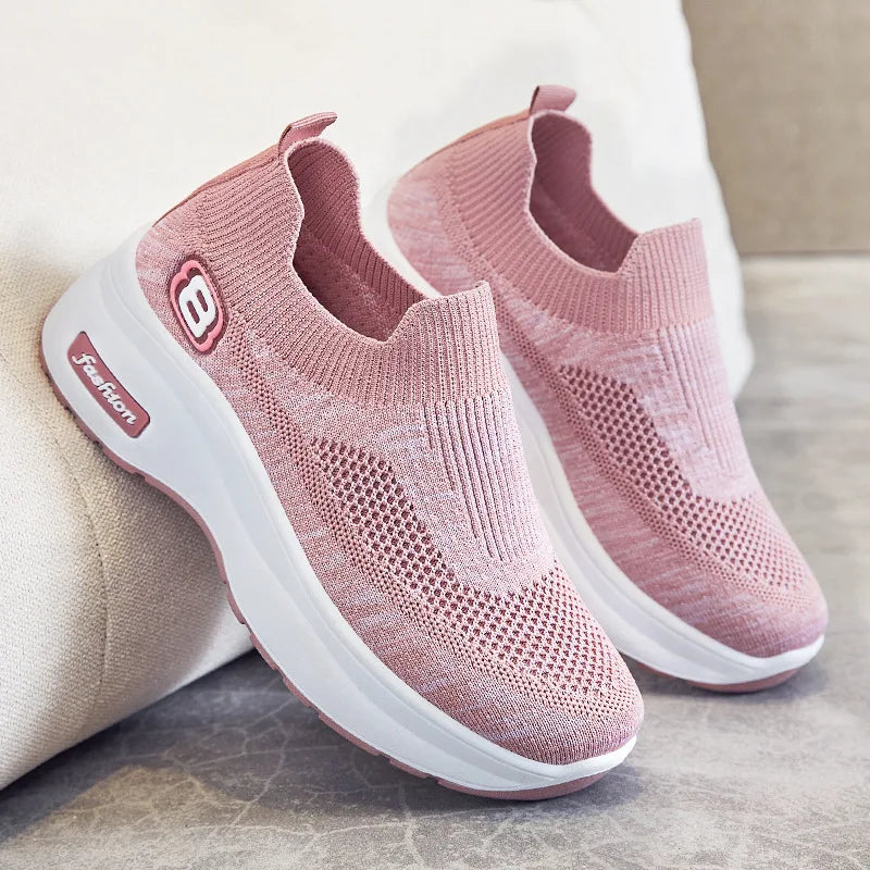 Breathable mesh platform sneakers for women-DESTINY