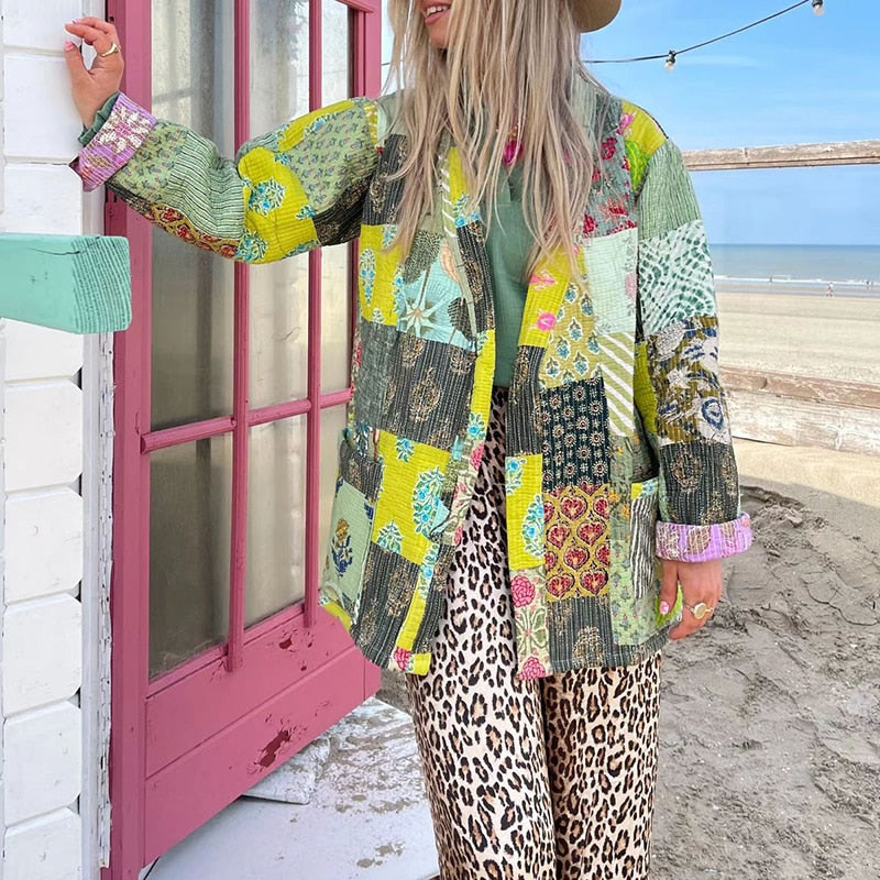 Modern women's cardigan with colourful print-DESTINY