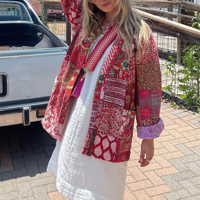 Modern women's cardigan with colourful print-DESTINY