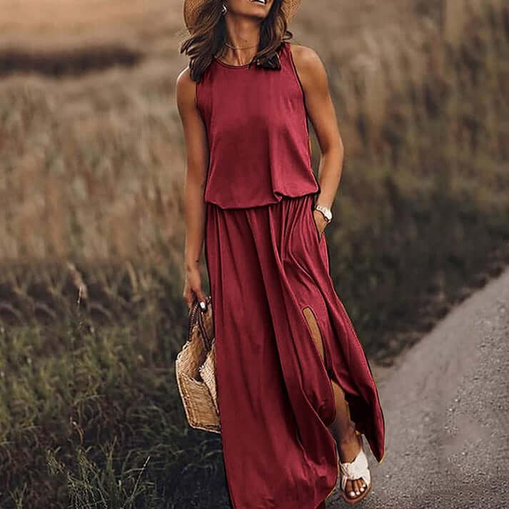 Aurelia - elegant long boho dress with elastic waist-DESTINY