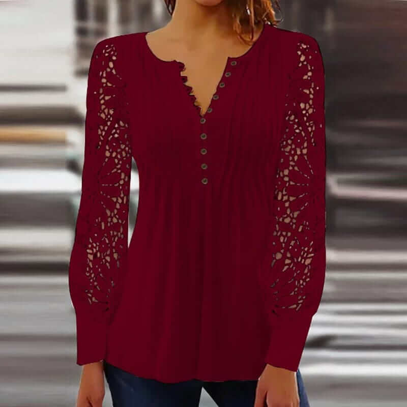 Josephine - Elegant blouse with long sleeves-DESTINY