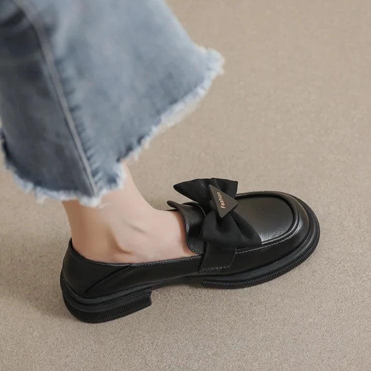 Elegant slip-on shoes with bow accent-DESTINY