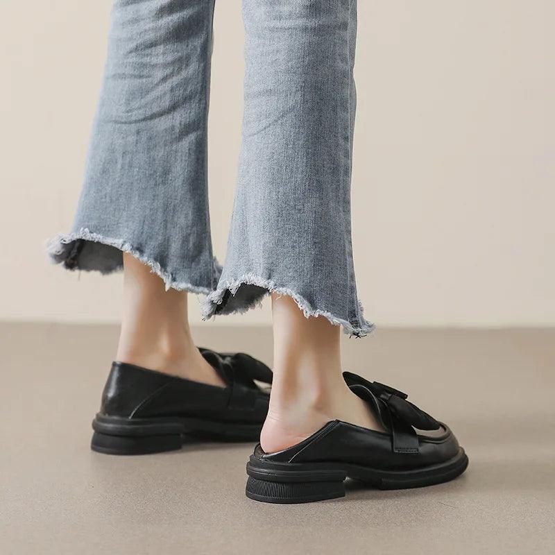 Elegant slip-on shoes with bow accent-DESTINY