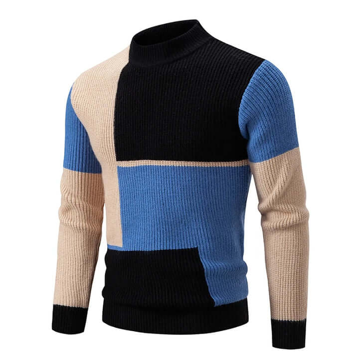 Patchwork knitted jumper for men-DESTINY