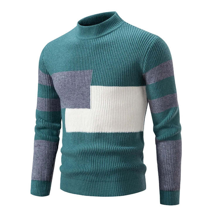Patchwork knitted jumper for men-DESTINY
