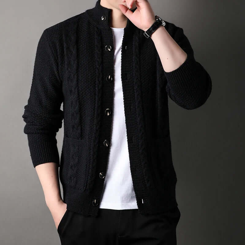 Thick knitted cardigan sweater jacket for men-DESTINY