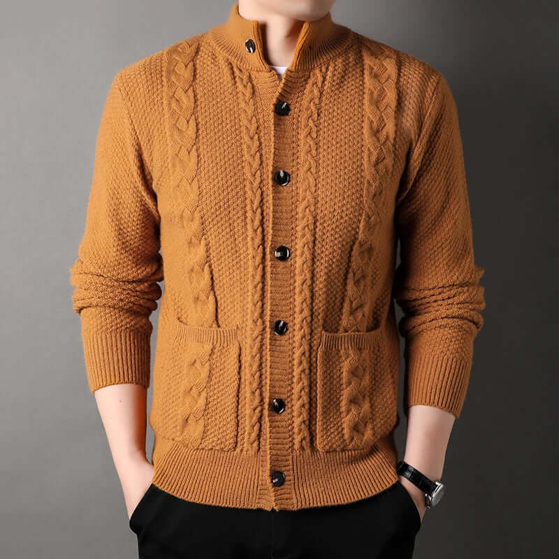 Thick knitted cardigan sweater jacket for men-DESTINY
