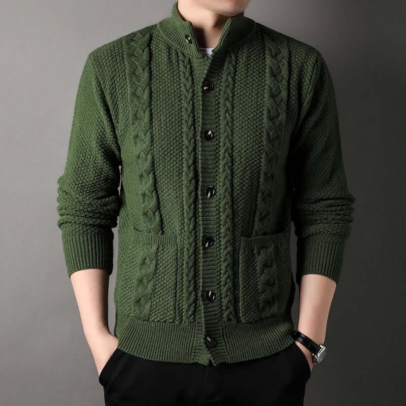 Thick knitted cardigan sweater jacket for men-DESTINY