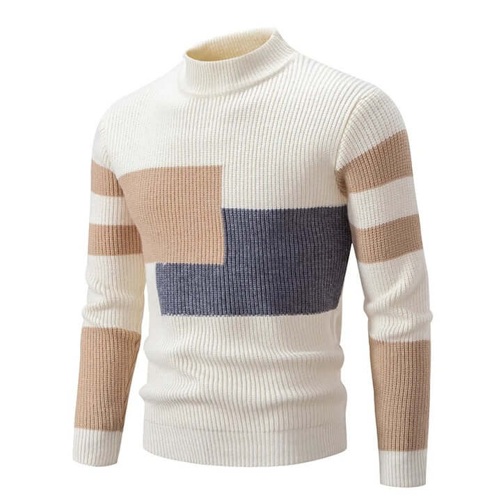 Patchwork knitted jumper for men-DESTINY